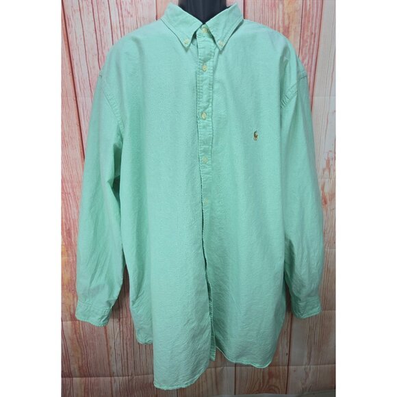 Polo Ralph Lauren Mens Green Oxford Button-Down Shirt 3XLT Long Sleeve Classic - Picture 1 of 8